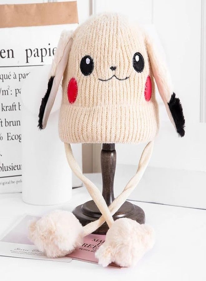 Krystle Kids Rabbit Hat Ear Moving Jumping Hat Funny Bunny Plush Hat Cap for Women Girls, Winter Spring Warm Hat (Beige) - Image 4
